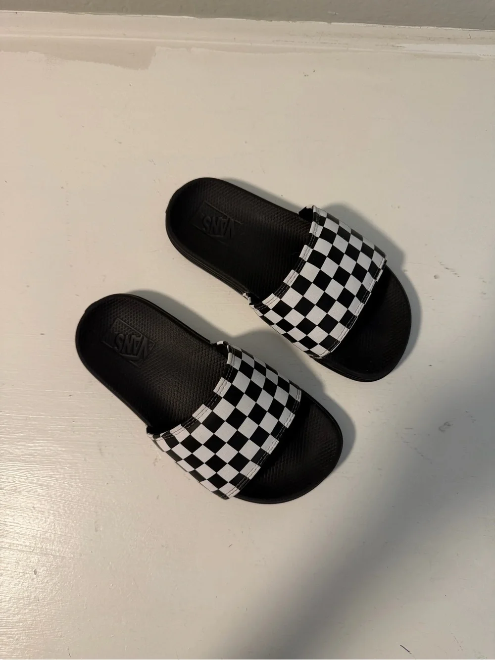 Vans Kids Checkerboard Slide Sandals - Black & White